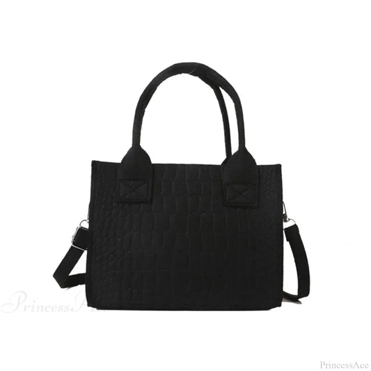 Felt Mini Tote Autumn Winter Small Square Handbag Black handbag-250126