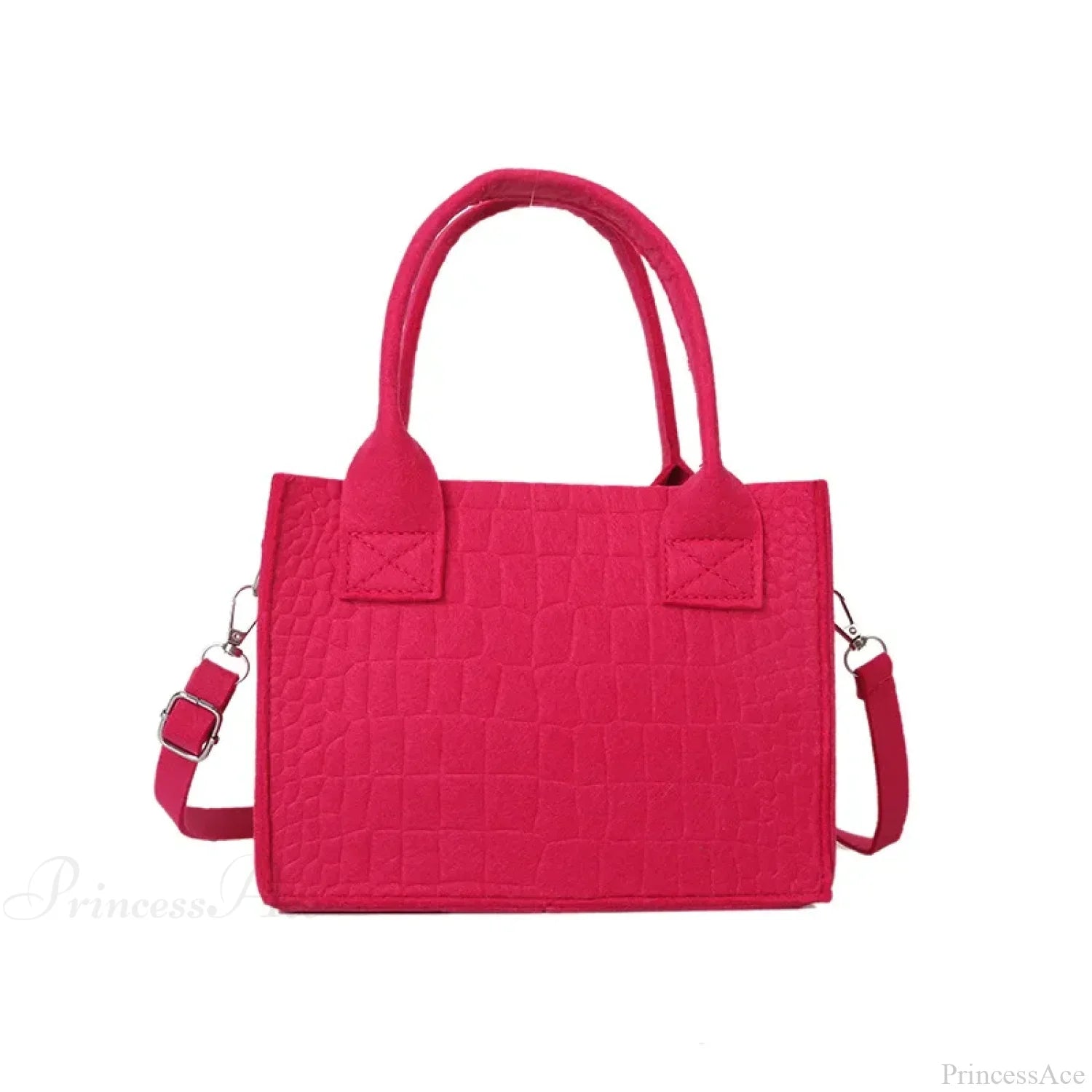 Felt Mini Tote Autumn Winter Small Square Handbag Rose red handbag-250126