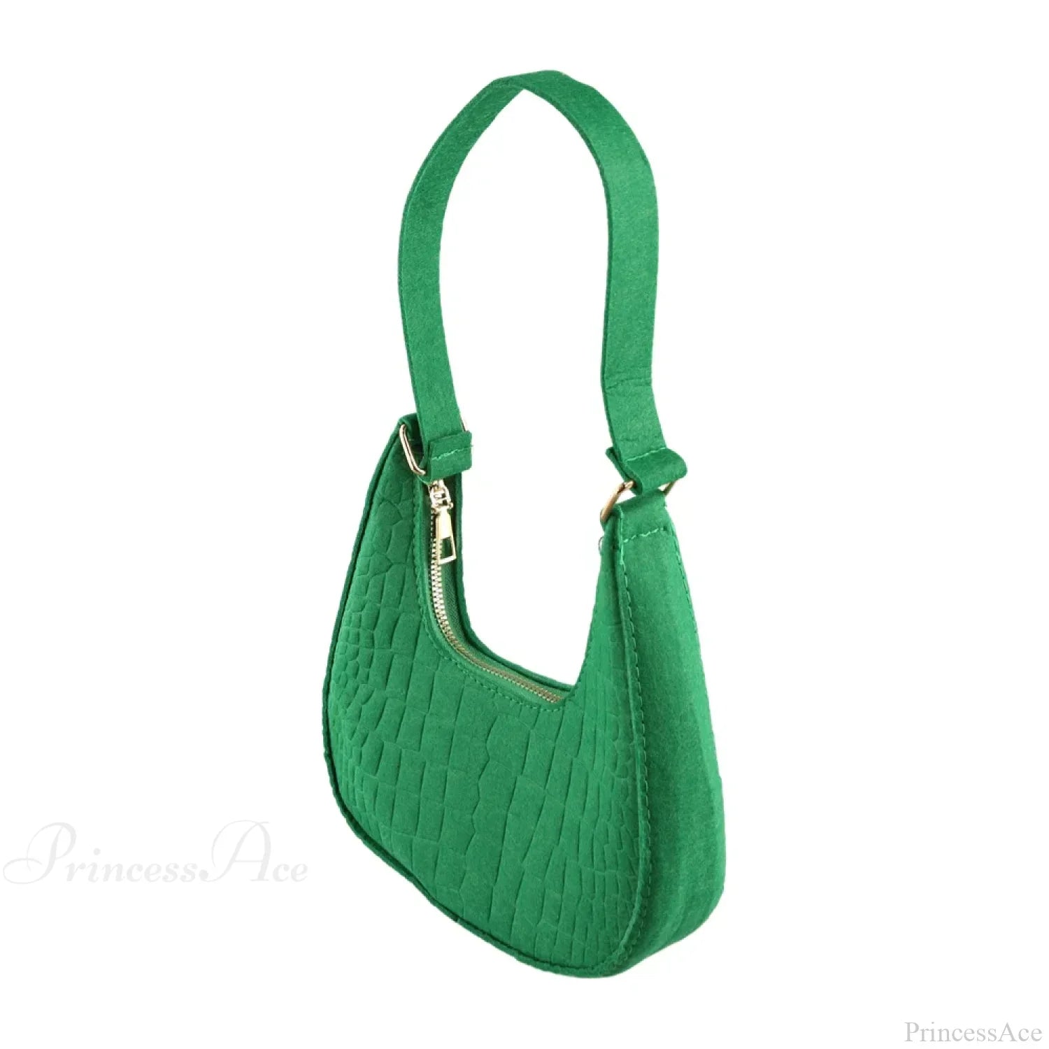 Felt Solid Color Retro Underarm Shoulder Bag Green shoulder-250126
