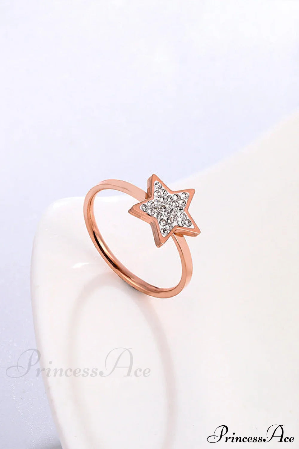 Five-Pointed Star Full Diamond Titanium Steel Ring