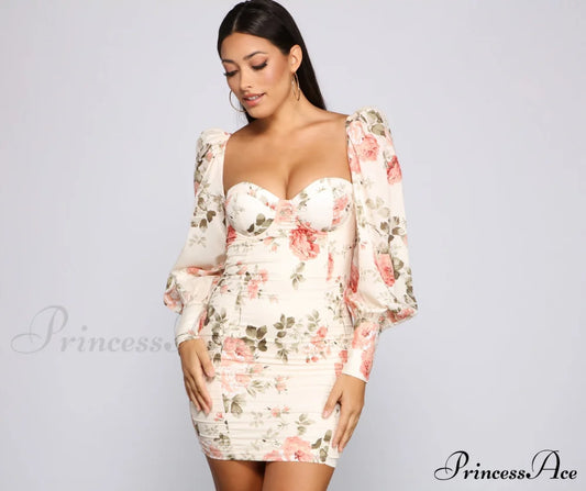 Floral Bloom Chiffon Mini Dress - Lady Occasions