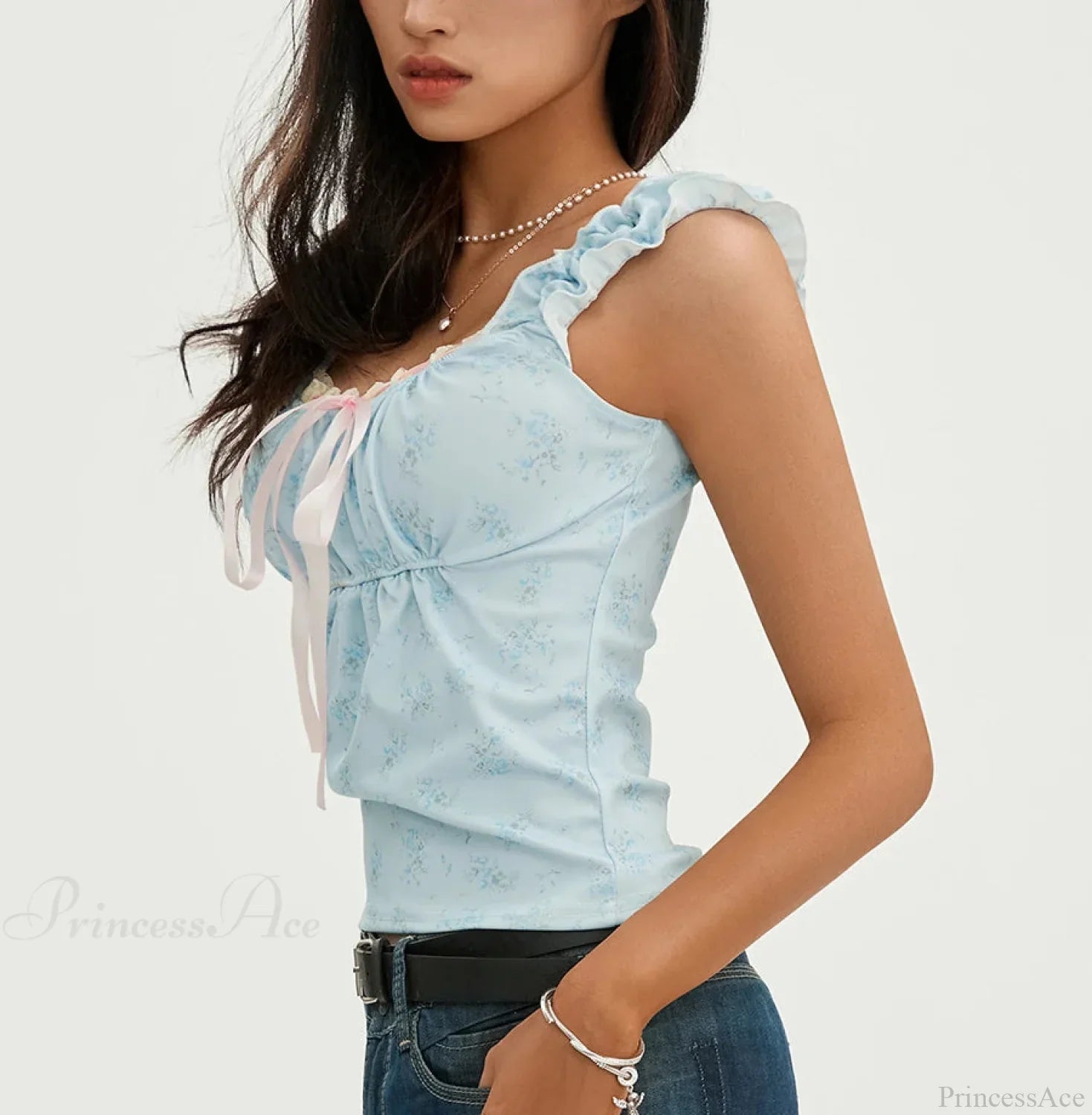 Floral Lace Patchwork Sleeveless Slim Fit Club Crop Vest croptop-250126