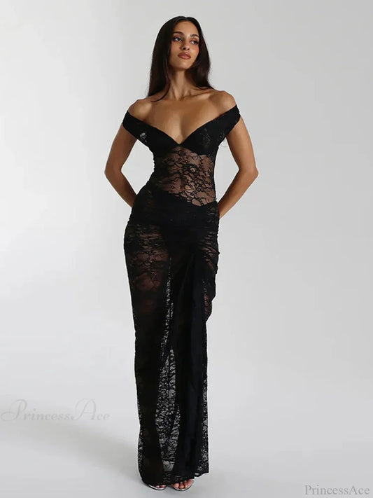 Floral Lace Skirt Suit Vacation Dress Black / S vacationdress-250223