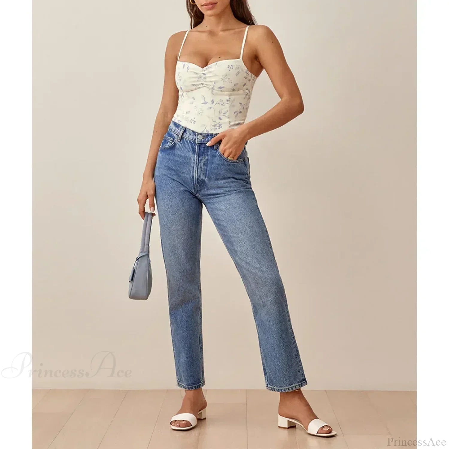 Floral Print Sweetheart Neck Smocked Spaghetti Strap Cami croptop-250126