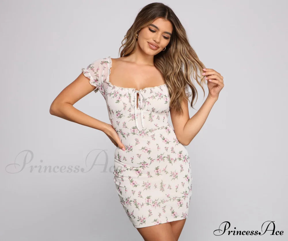 Floral Soul Puff Sleeve Mini Dress - Lady Occasions