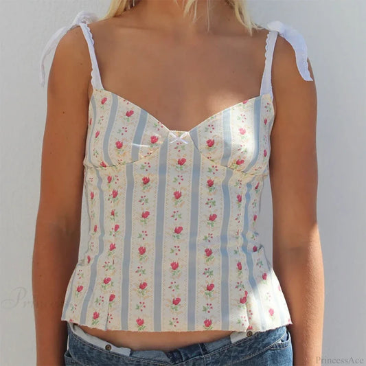 Floral Tie-Up Backless Crop Top white / S croptop-250126