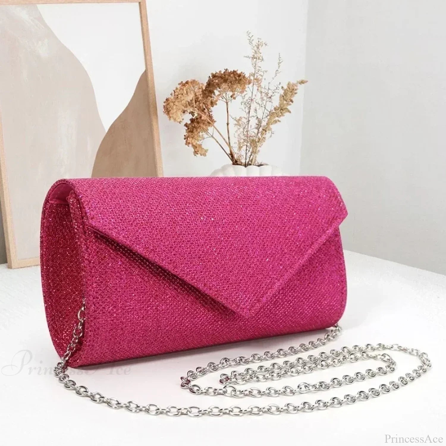 Glitter Envelope Chain Evening Clutch Bag Rose clutchbag-250126