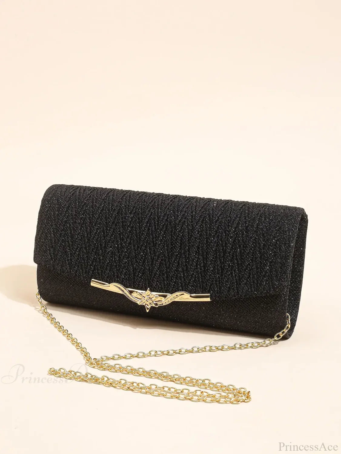Glitter Envelope Evening Bag Detachable Chain Clutch Bag Black / (20cm clutchbag-250126