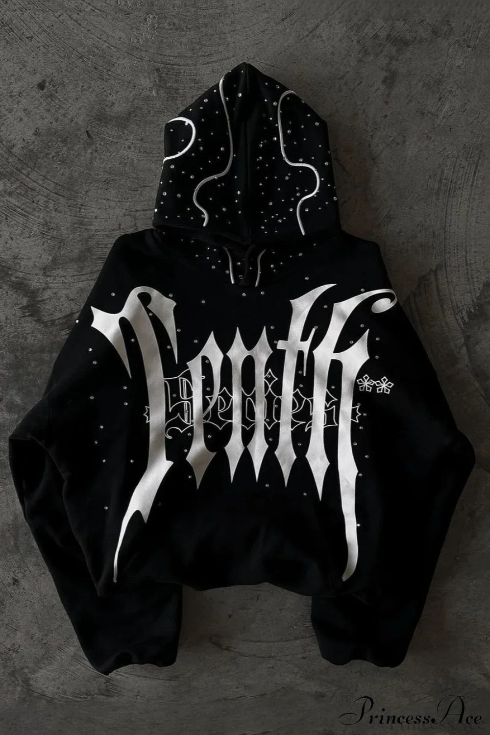 Goth Dark Letter Print Unisex Harajuku Oversized Hoodie Black / S