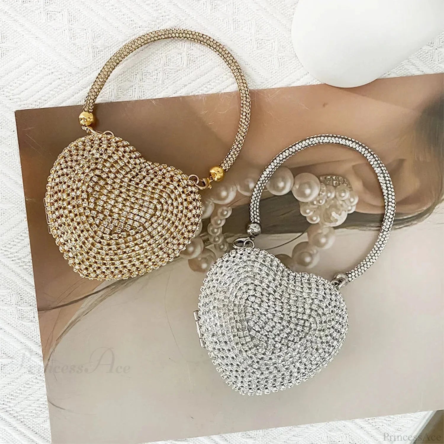Heart Shape Sparkling Diamond Clutch Bag clutchbag-250126