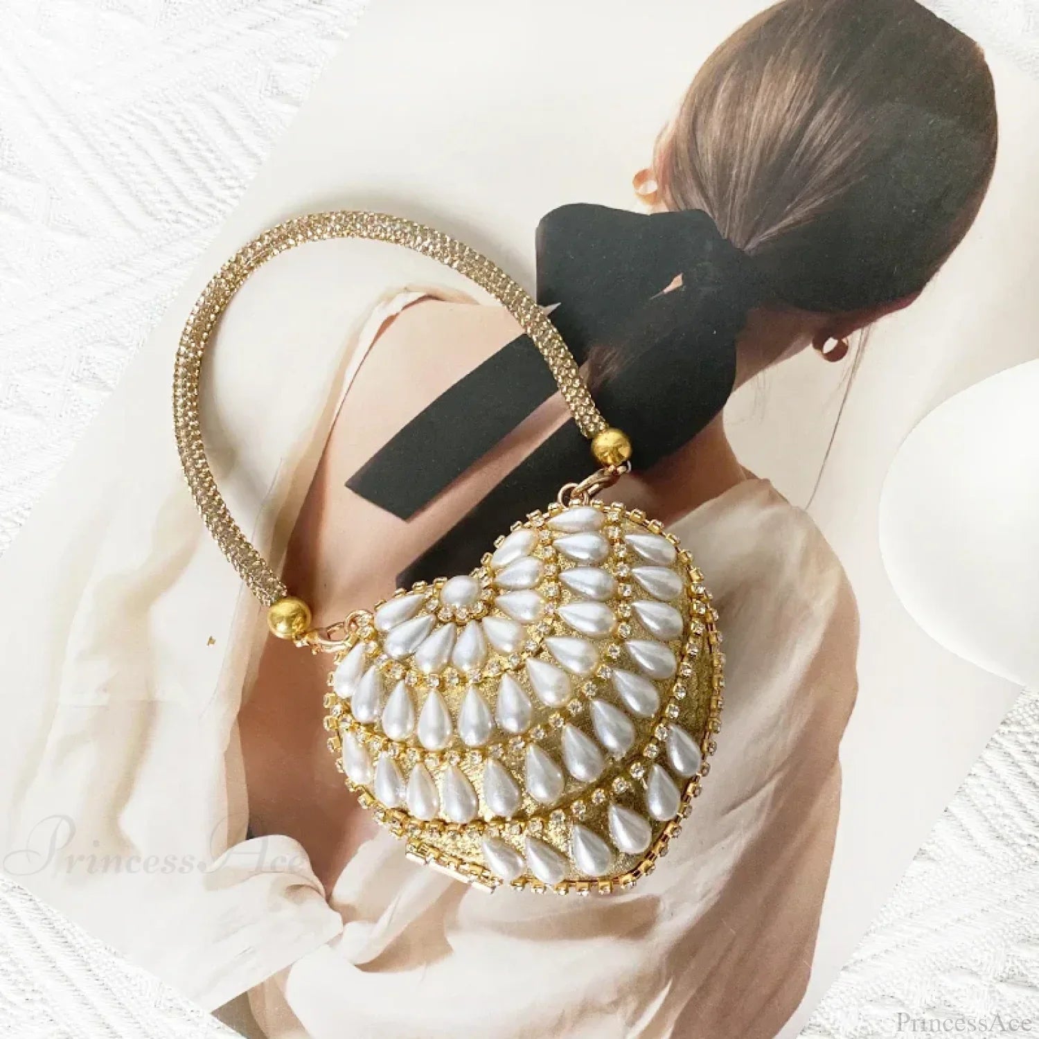 Heart Shape Sparkling Diamond Clutch Bag Gold 6 / Mini(Max Length<20cm) clutchbag-250126