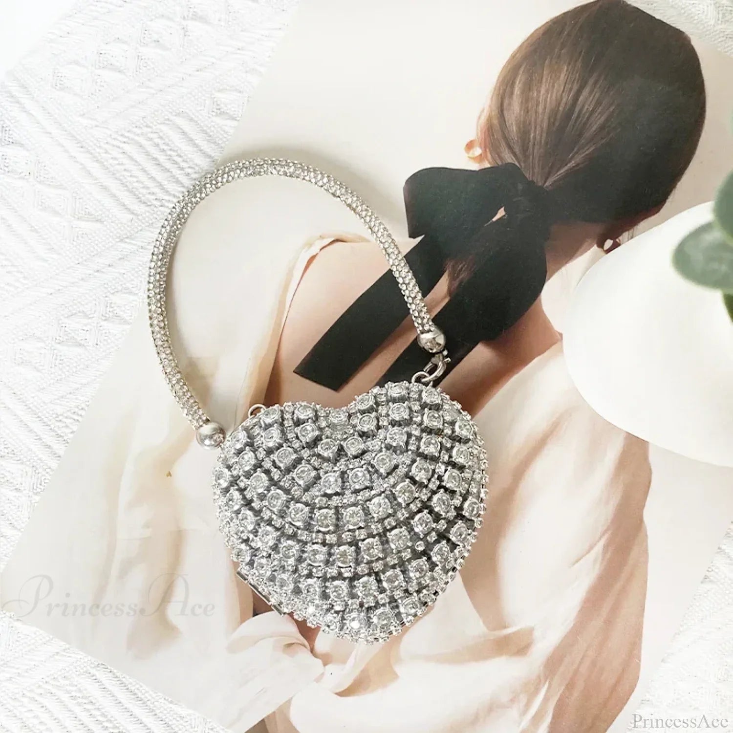 Heart Shape Sparkling Diamond Clutch Bag Silver 4 / Mini(Max Length<20cm) clutchbag-250126