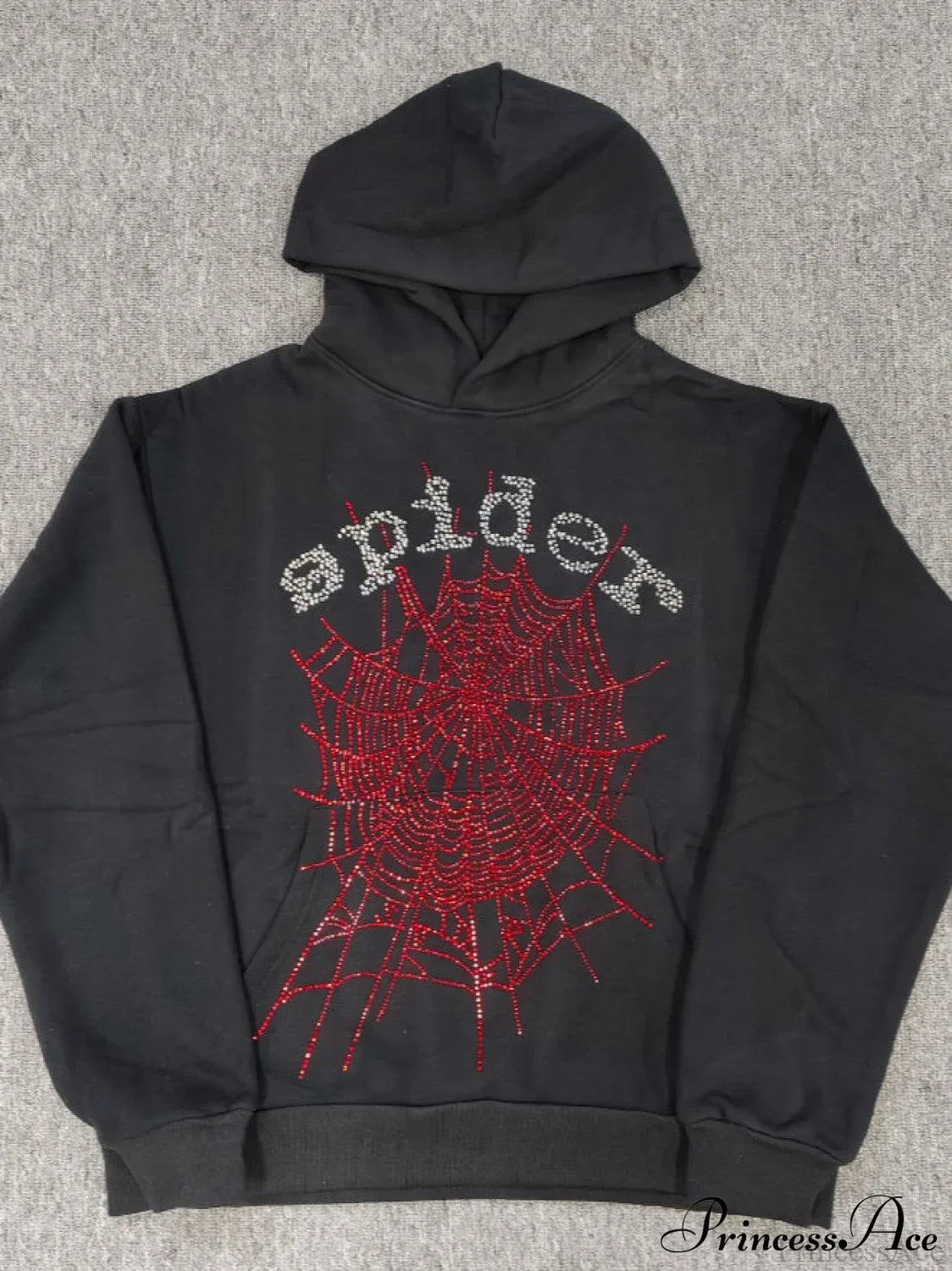 High Pile Fleece Foam Spider Print Hoodie S / Black