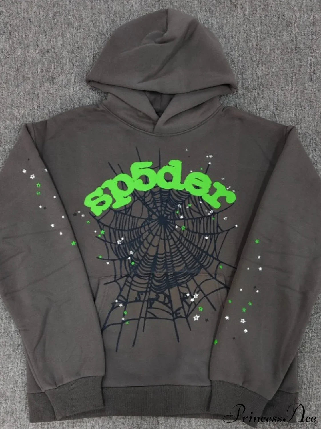 High Pile Fleece Foam Spider Print Hoodie S / Dark Gray