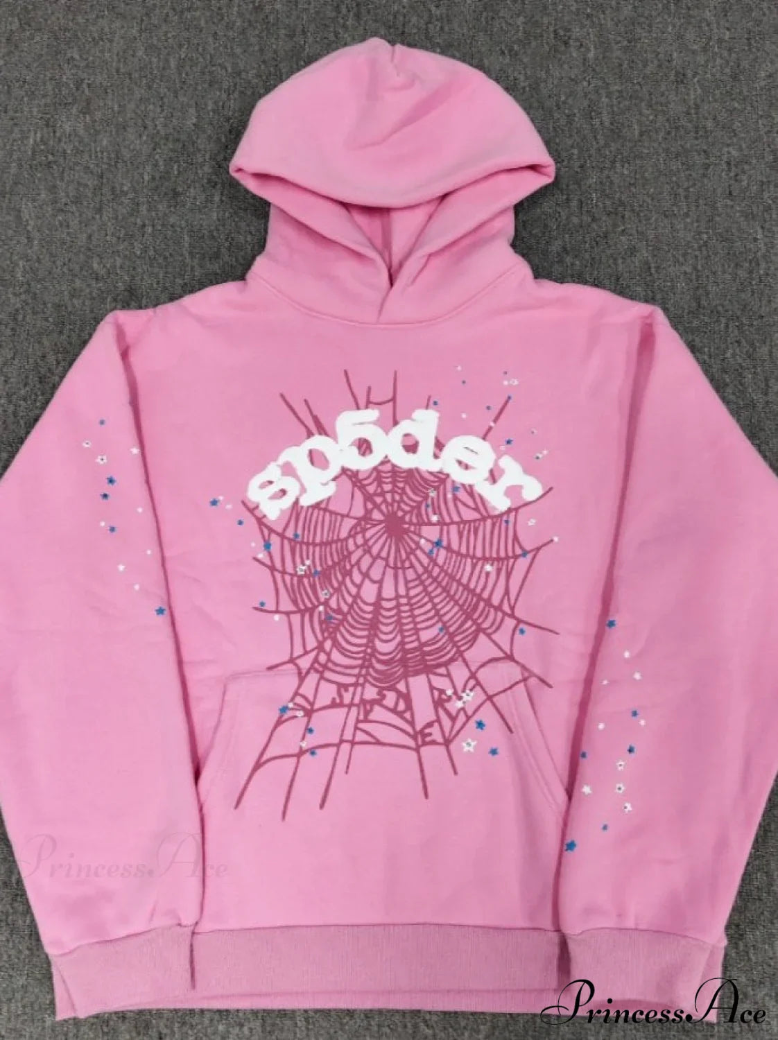 High Pile Fleece Foam Spider Print Hoodie S / Pink