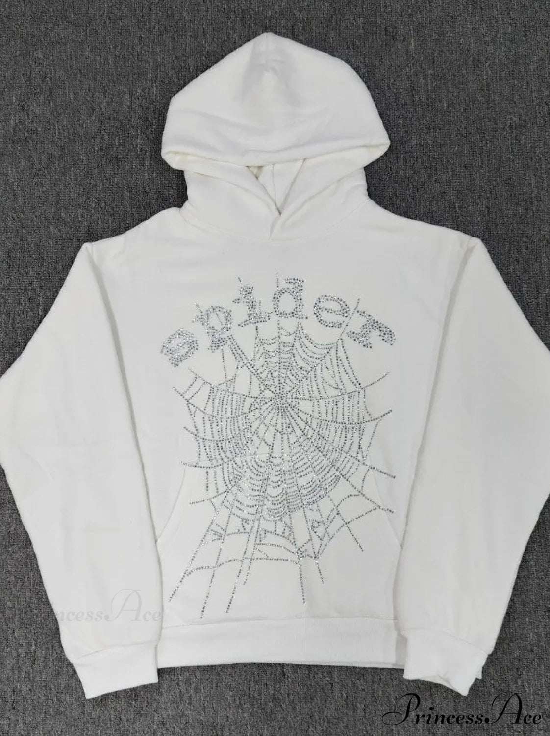 High Pile Fleece Foam Spider Print Hoodie S / White
