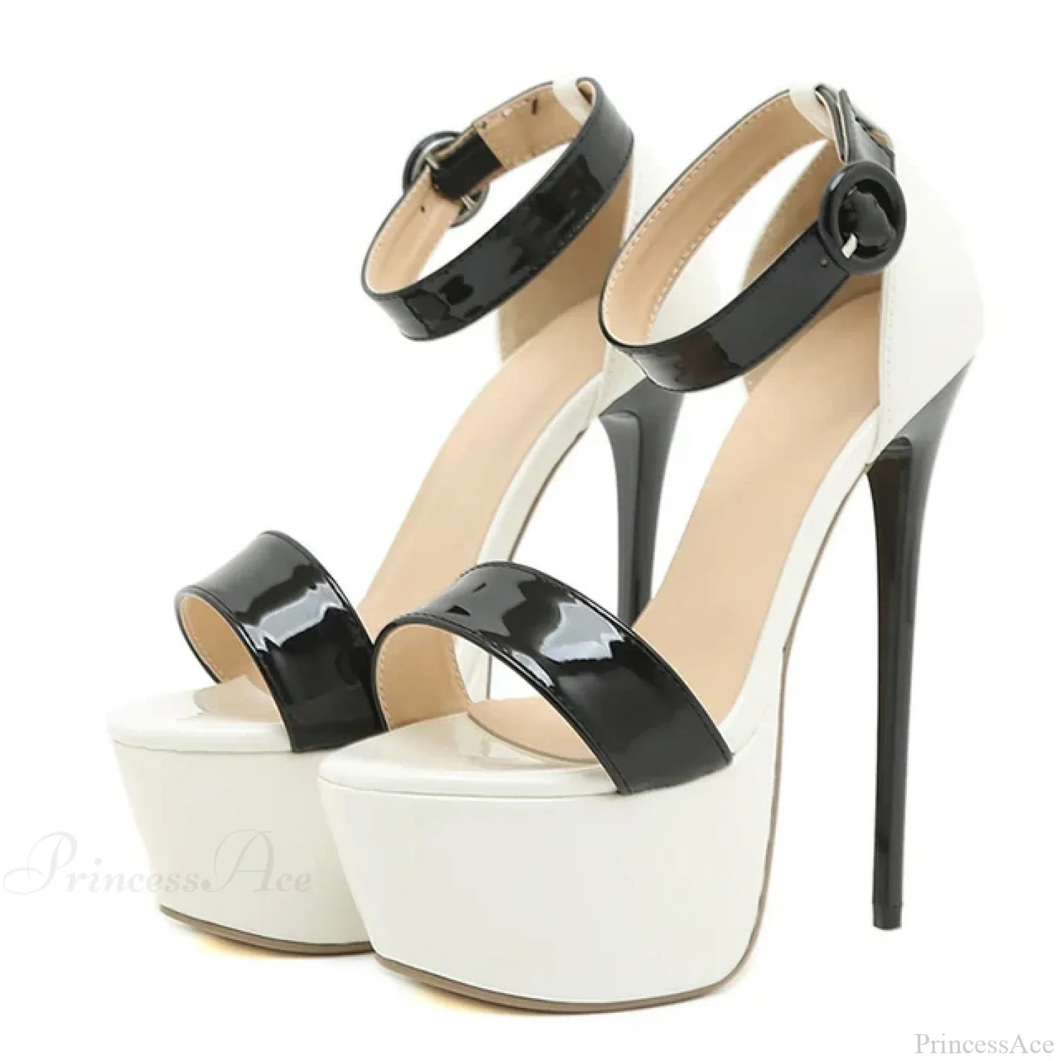 Hot-Sales Summer Sexy 17Cm Sandals High-Heelsfashion Open-Toe Buckles Nightclub Party Black High