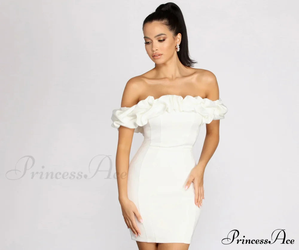 Kiari Formal Off Charming The Shoulder Ruffled Dress S.o. Short Dresses