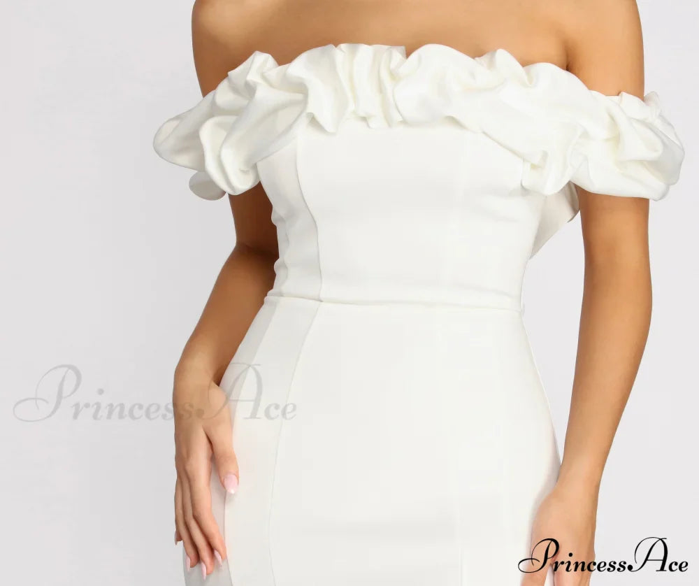 Kiari Formal Off Charming The Shoulder Ruffled Dress S.o. Short Dresses