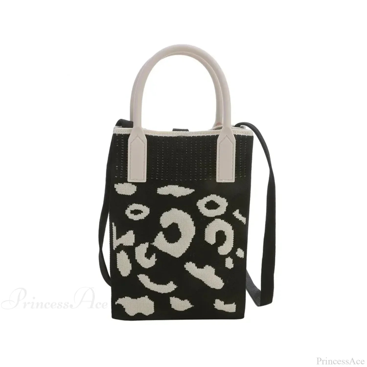 Knitted Mobile Phone Mini Fashion Crossbody Handbag Black handbag-250126