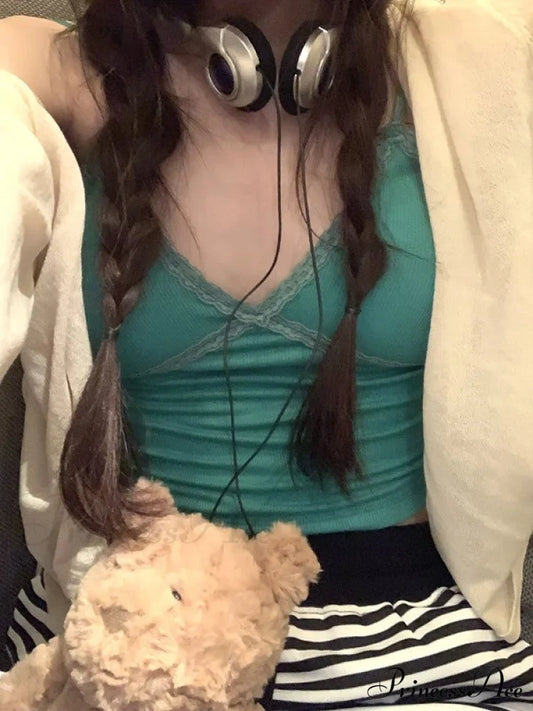 Lace Paneled Button Trendy Long Sleeve Knit Top Tank Tops&Camis