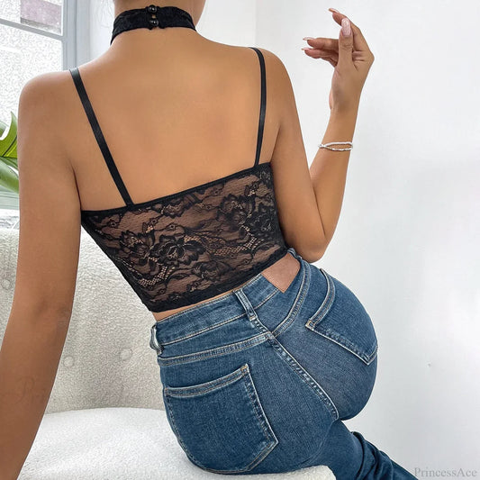 Lace Push-up Hollow Mesh Slim Bustier Crop Top croptop-250126