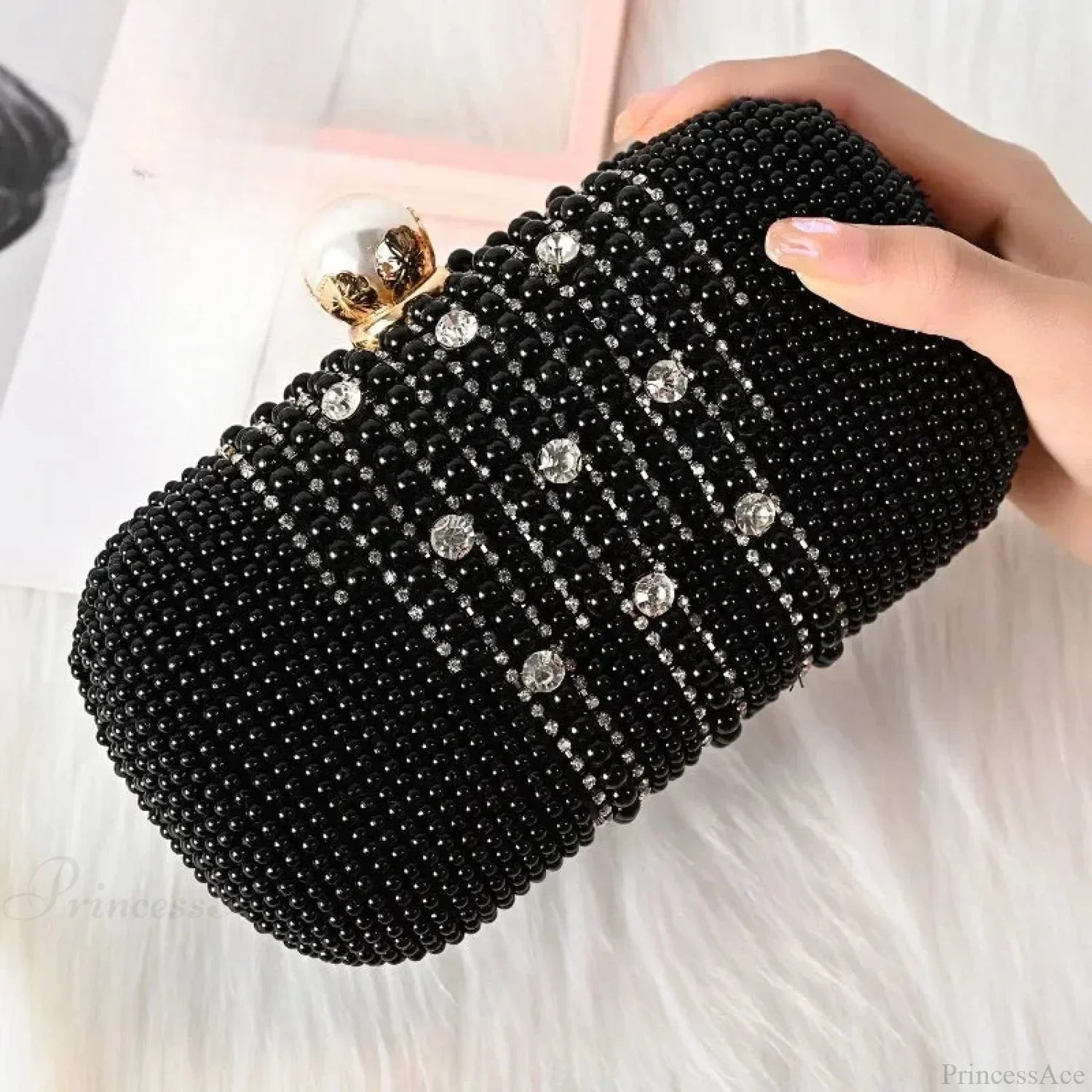 Luxury Diamond Pearl Beaded Evening Wristlet 20cm / As picture wristlet-250126