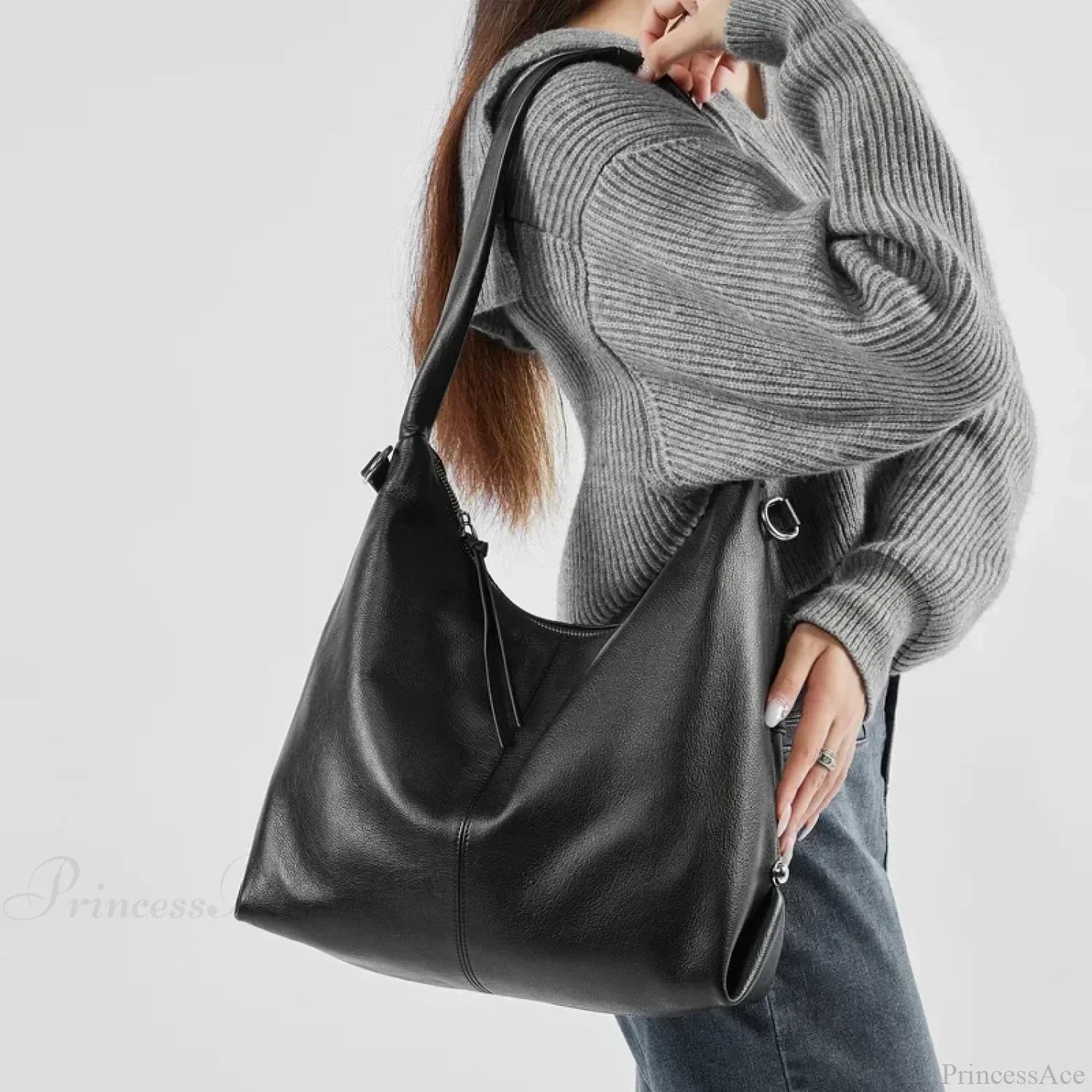 Luxury Genuine Leather Large Hobo Shoulder Bag shoulder-250126