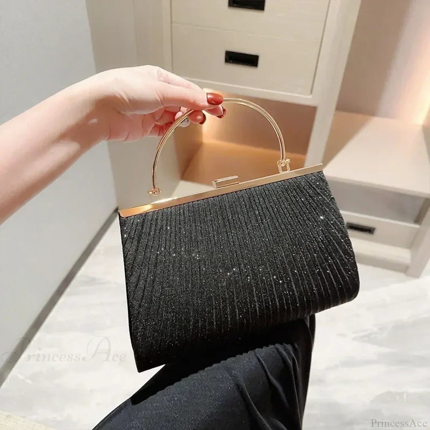 Luxury Moon Apricot Clutch Wristlet Black wristlet-250126