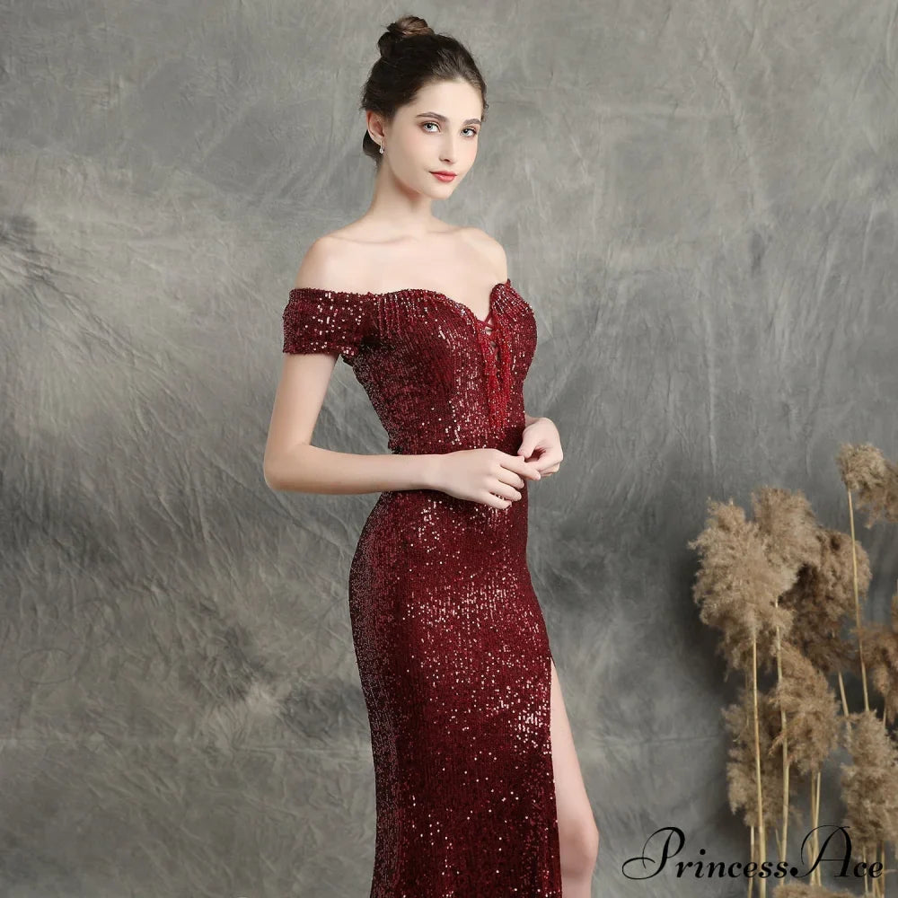 Marzia Formal Stylish Sequined Slit Dress S.o. Long Dresses