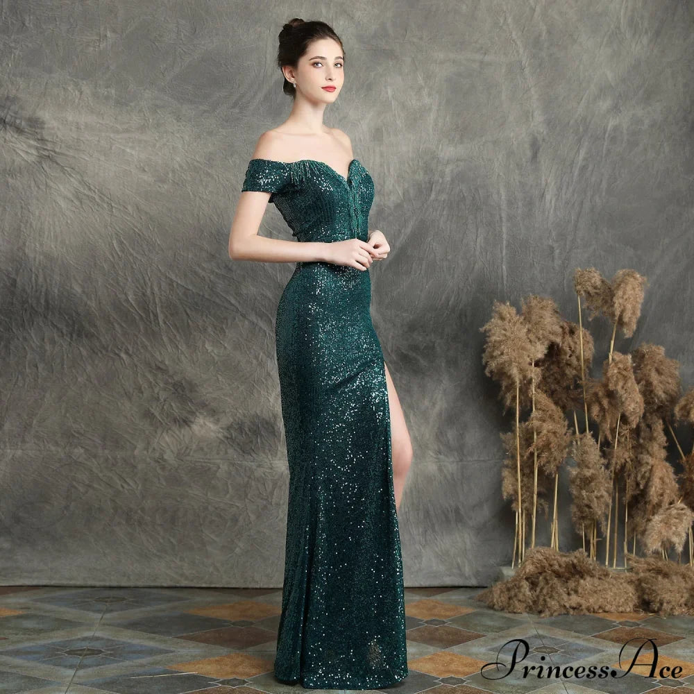 Marzia Formal Stylish Sequined Slit Dress S.o. Long Dresses