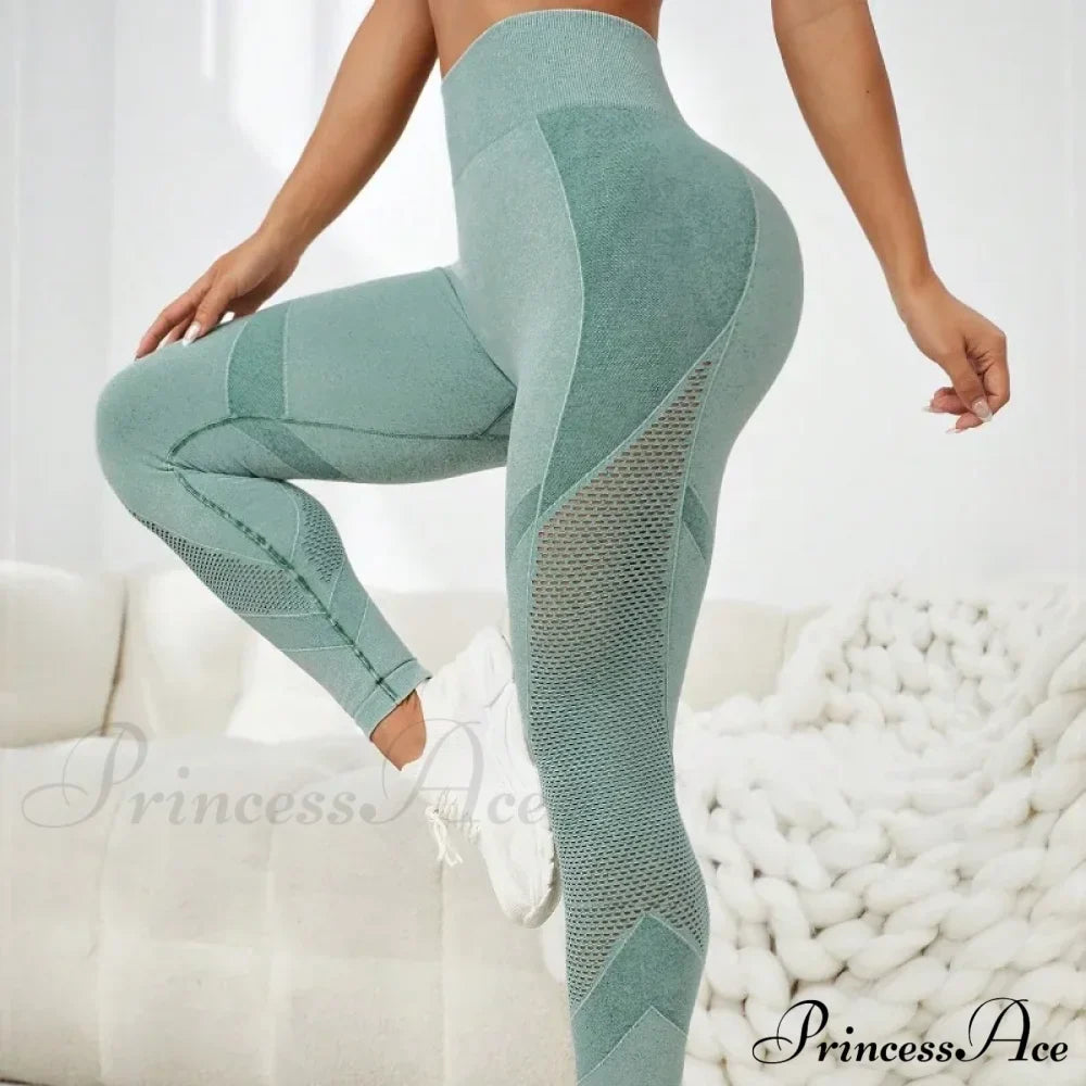 Mesh Hollow-Out High-Waist Running Fashion Legging