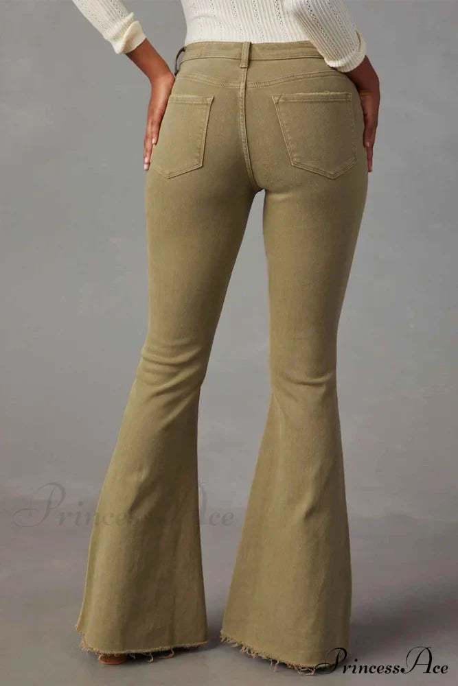 Mid Retro Flared Denim Rise Jeans Camel / 2Xl Pants