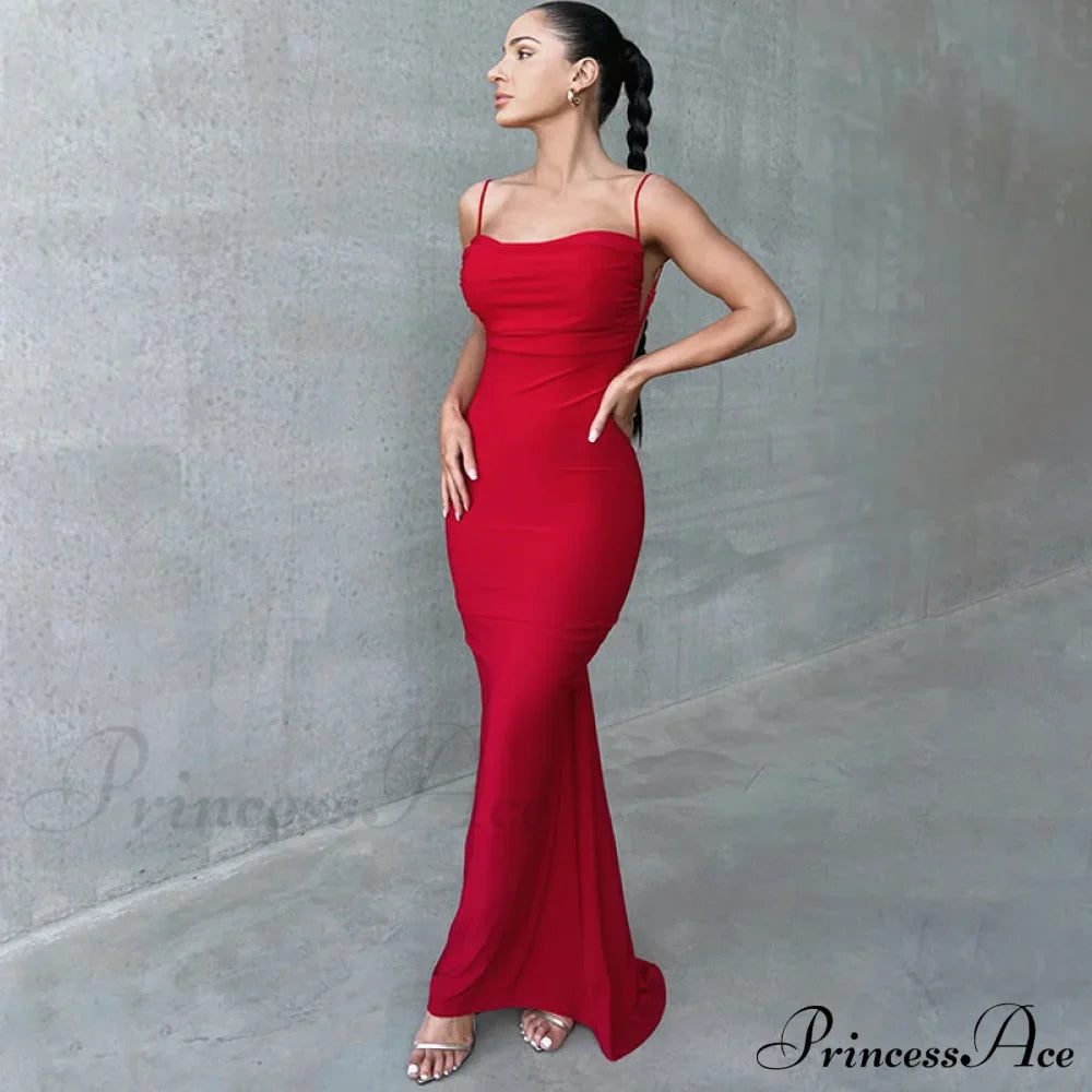 Mikayla Formal Stylish Backless Mermaid Dress Red / S S.o. Long Dresses