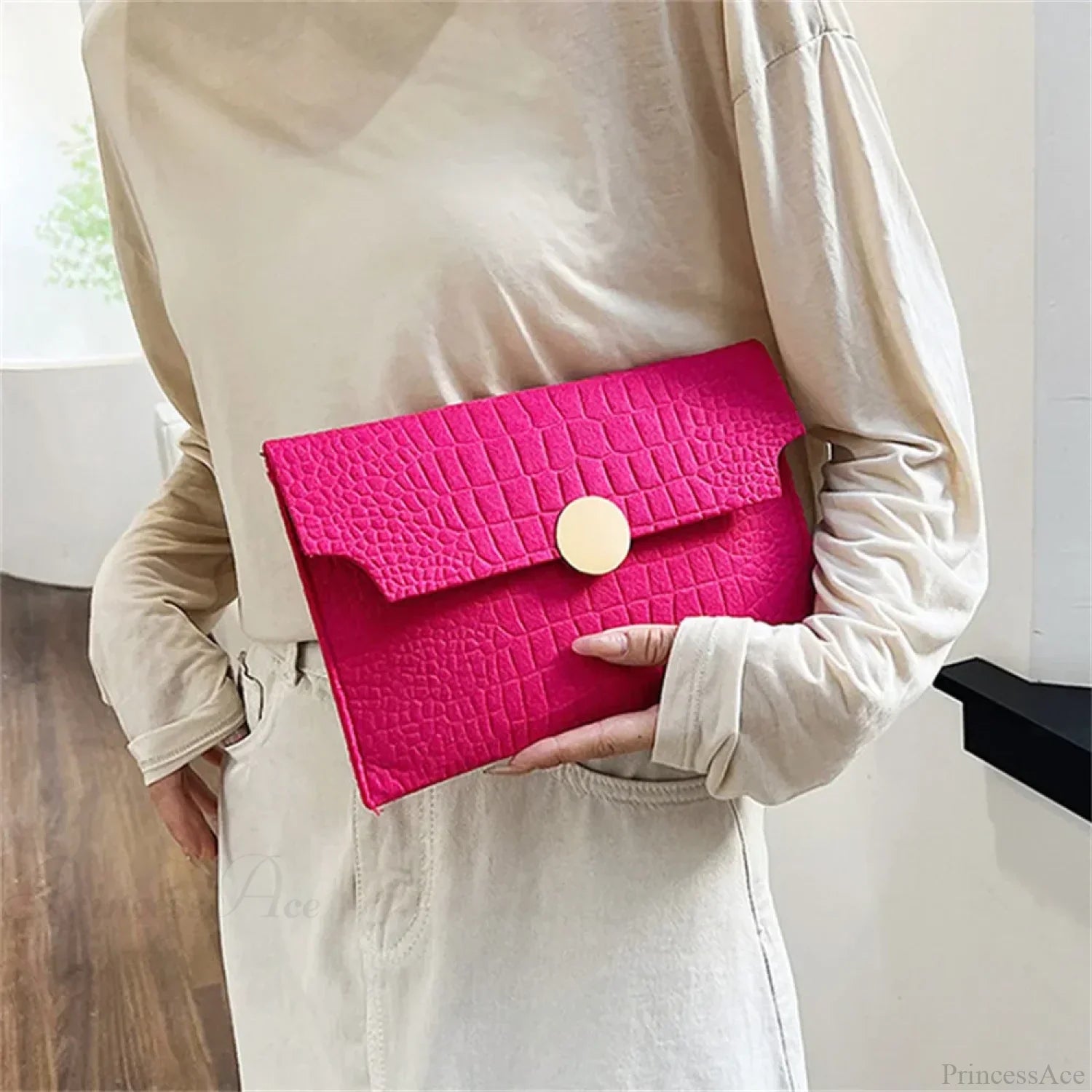 Minimalism Felt Indentation Clutch Wristlet wristlet-250126
