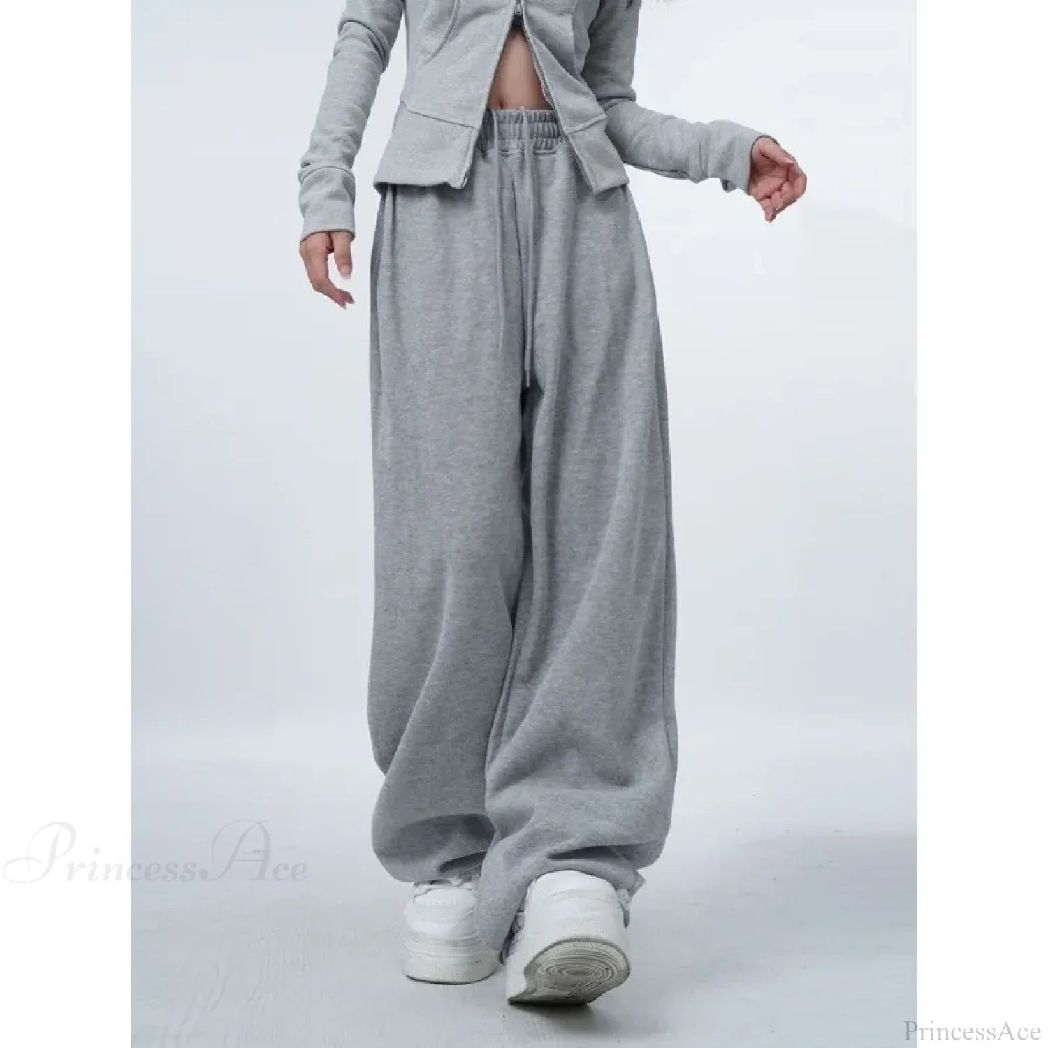 Oversized Gray Y2K Women Sweatpants Pants