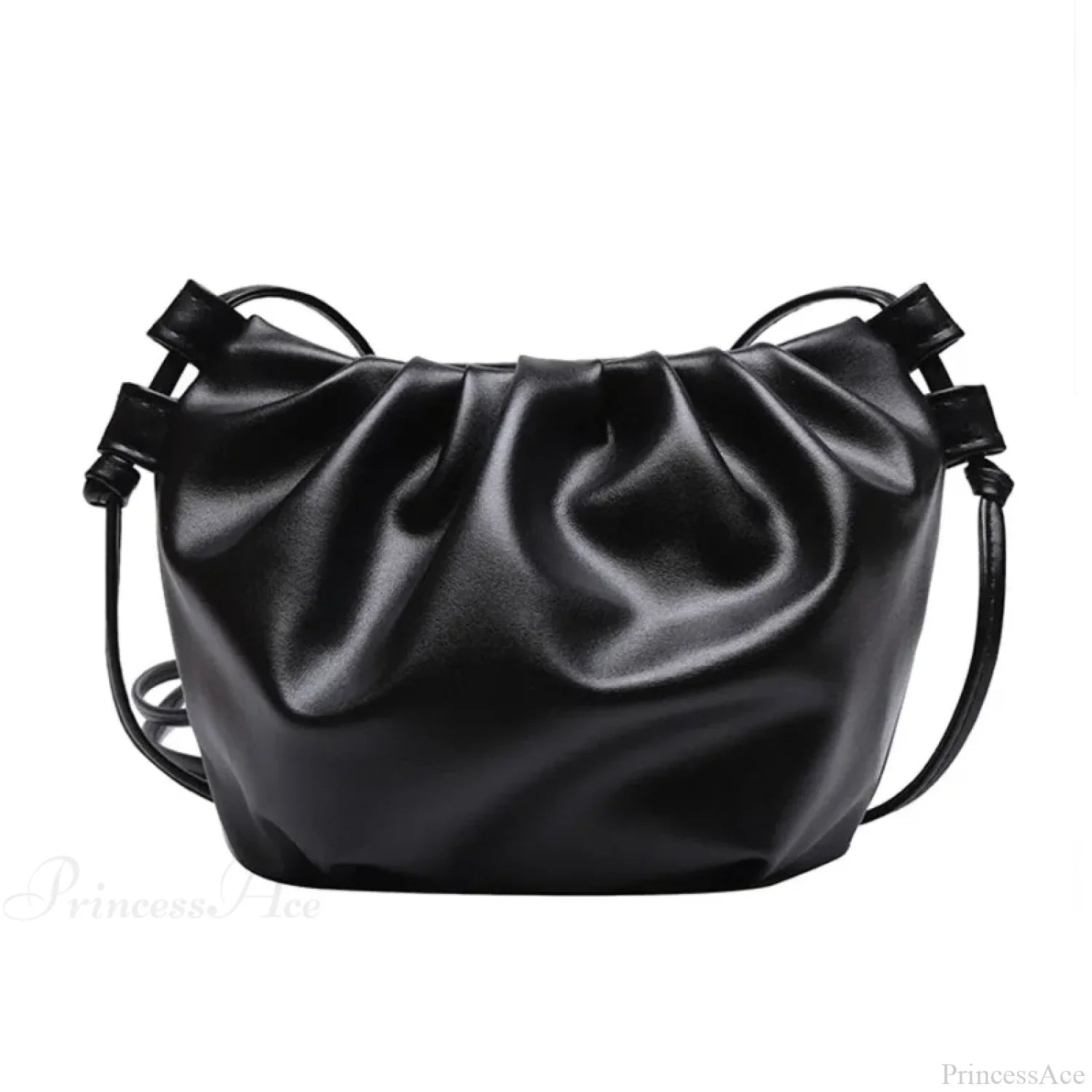 Pleated Mini Zipper Cloud Crossbody Bag Black crossbody-250126