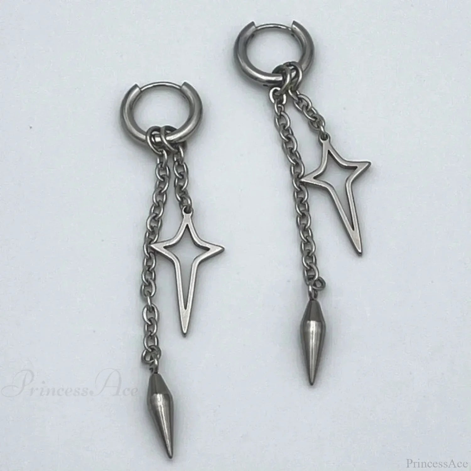 Rebel Celestial Cross Silver Empty Heart Earring