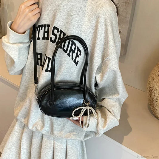 Red Casual Korean Style Underarm Shoulder Bag Black shoulder-250126