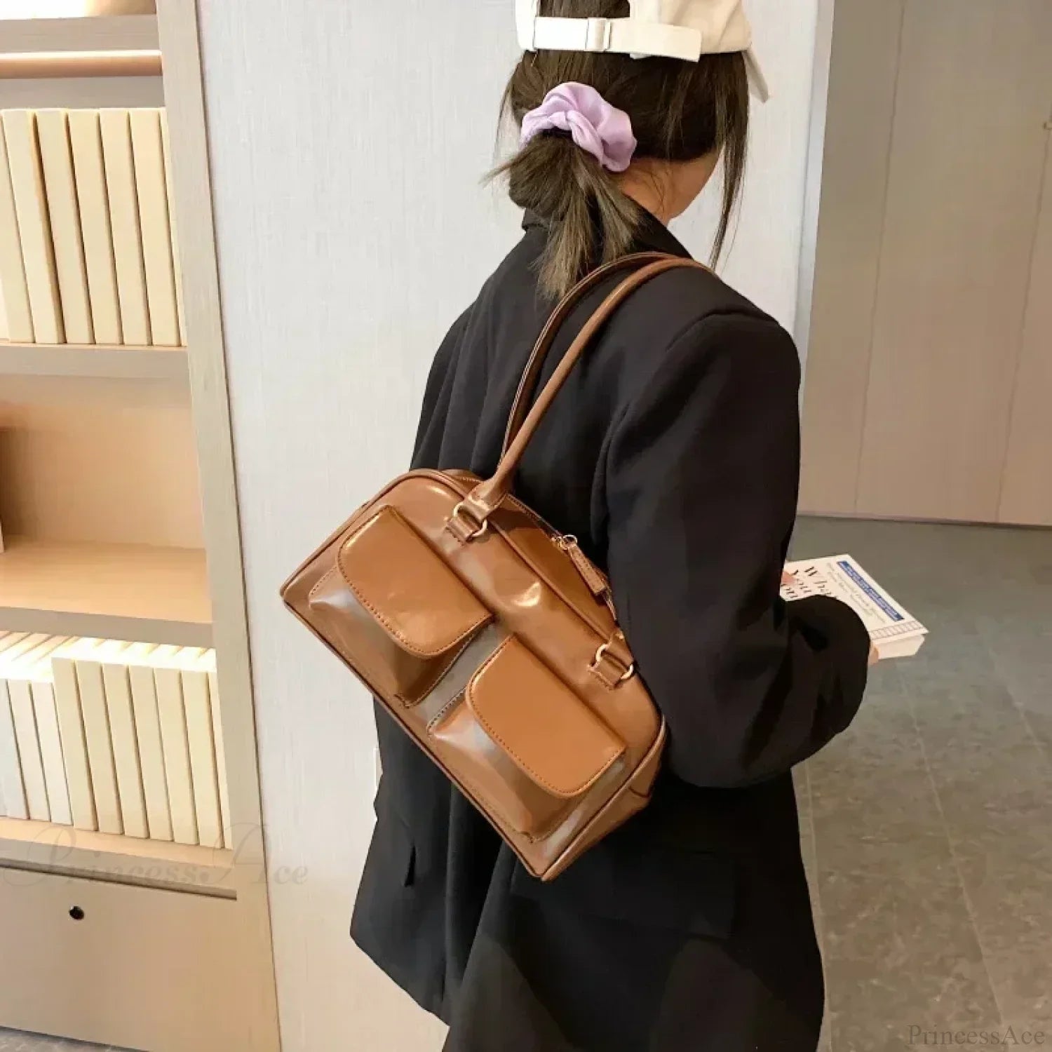 Red Patent Leather Hobo Shoulder Bag shoulder-250126