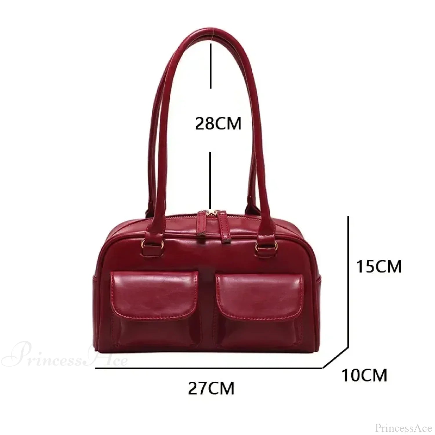 Red Patent Leather Hobo Shoulder Bag shoulder-250126