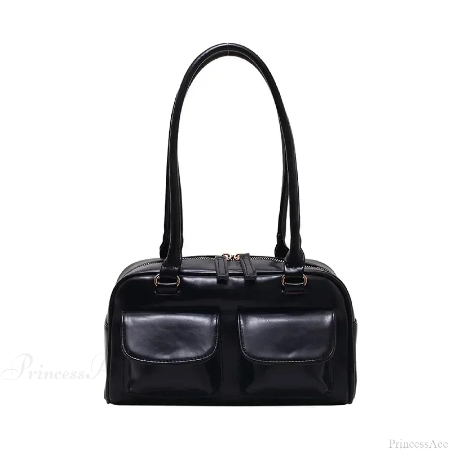Red Patent Leather Hobo Shoulder Bag Black shoulder-250126