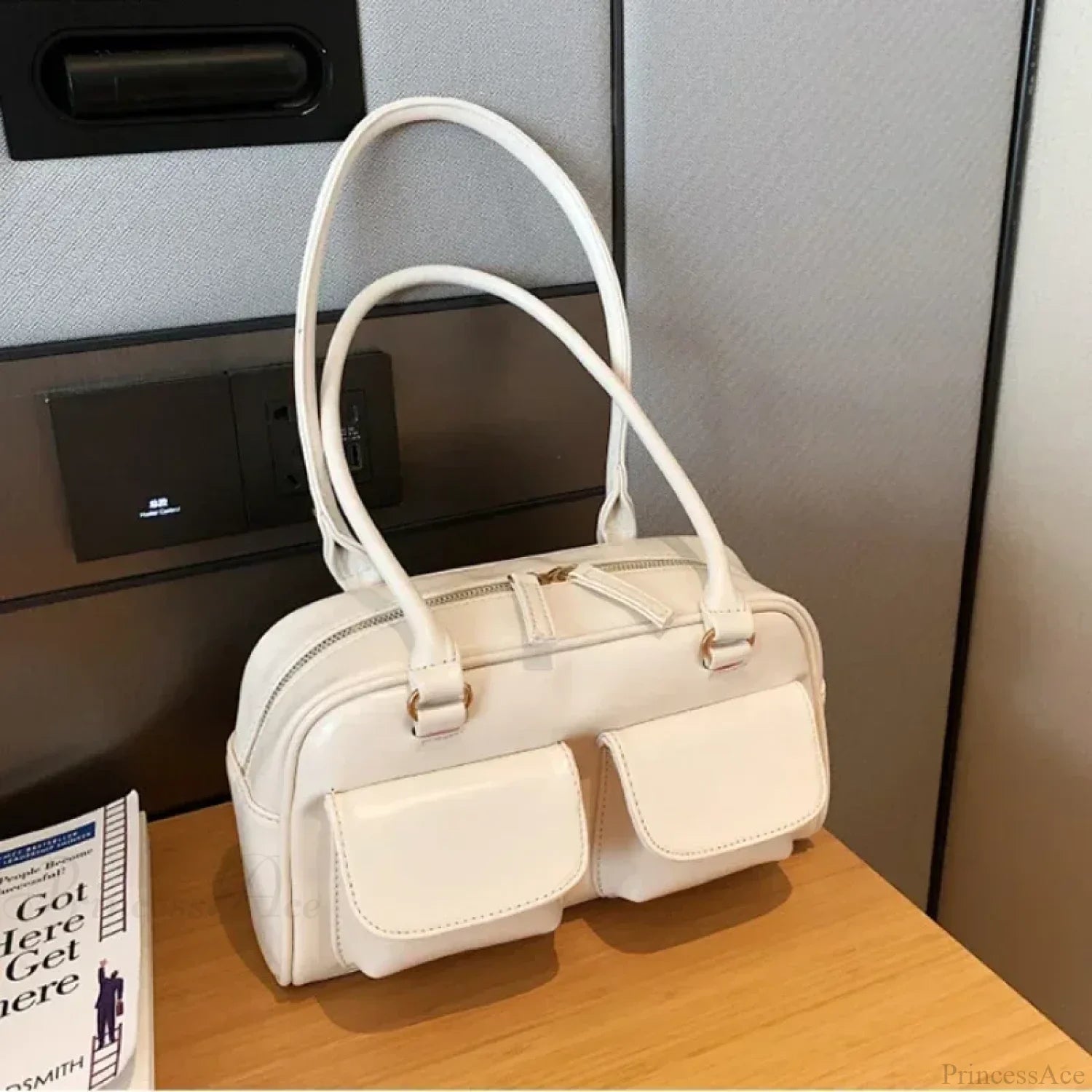 Red Patent Leather Hobo Shoulder Bag White shoulder-250126