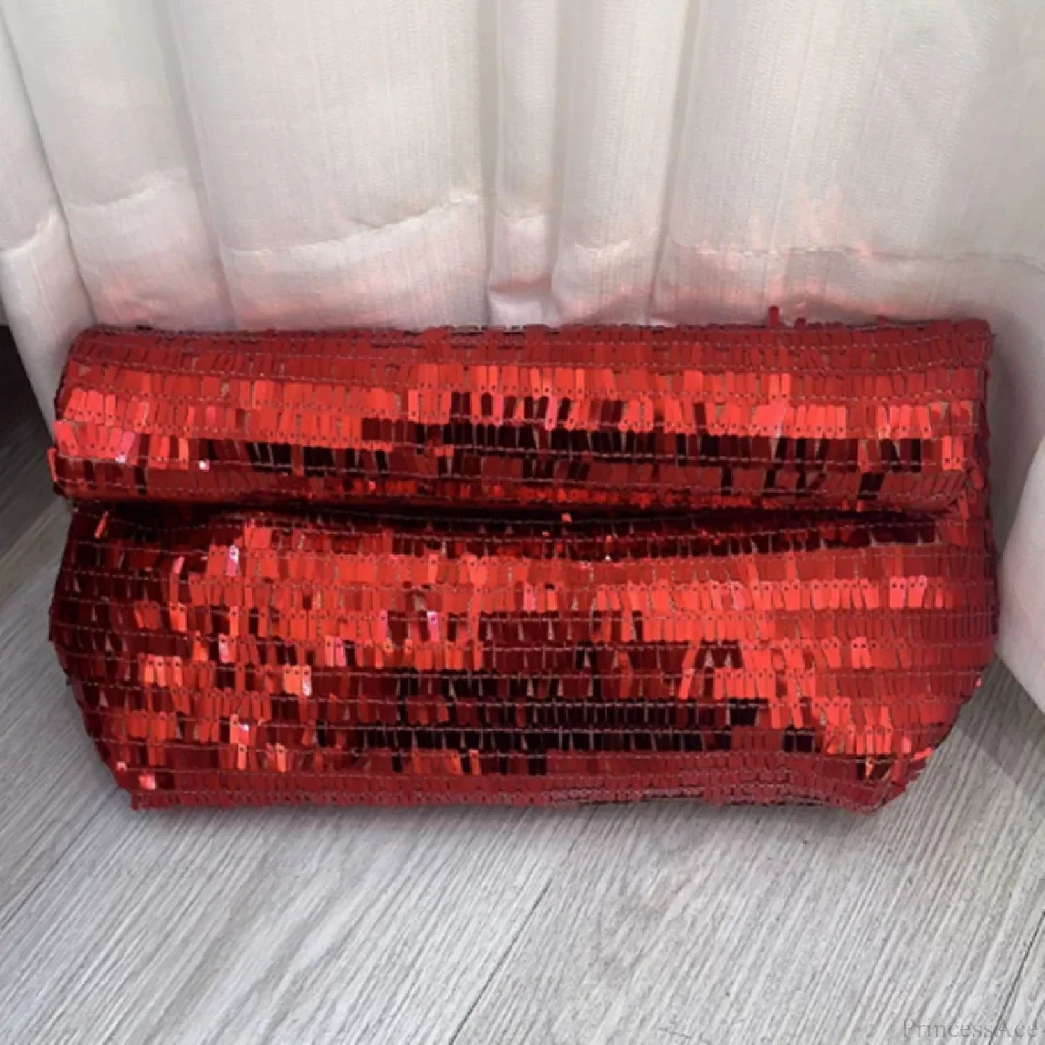Red Sequin Leather Clutch Bag Wristlet RED wristlet-250126