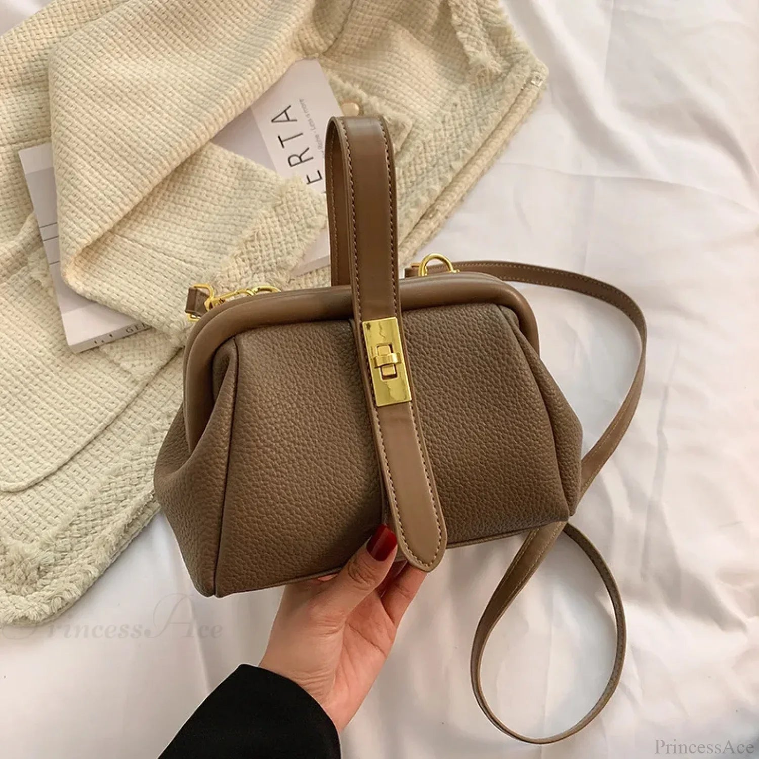 Retro Designer Luxury Crossbody Shopping Handbag Khaki handbag-250126