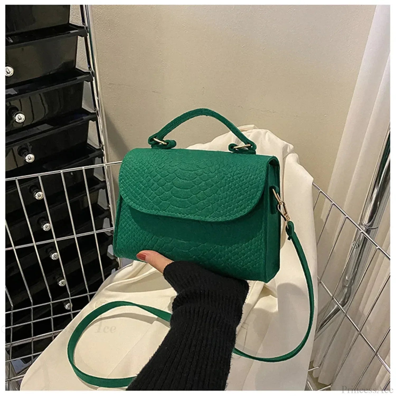 Retro Luxury Square Designer Crossbody Green crossbody-250126