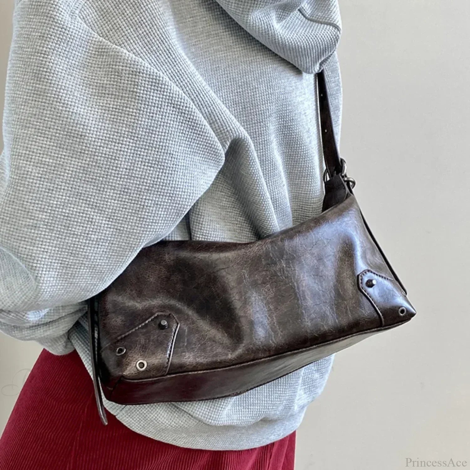 Retro PU Leather Y2K Shoulder Bag Brown shoulder-250126