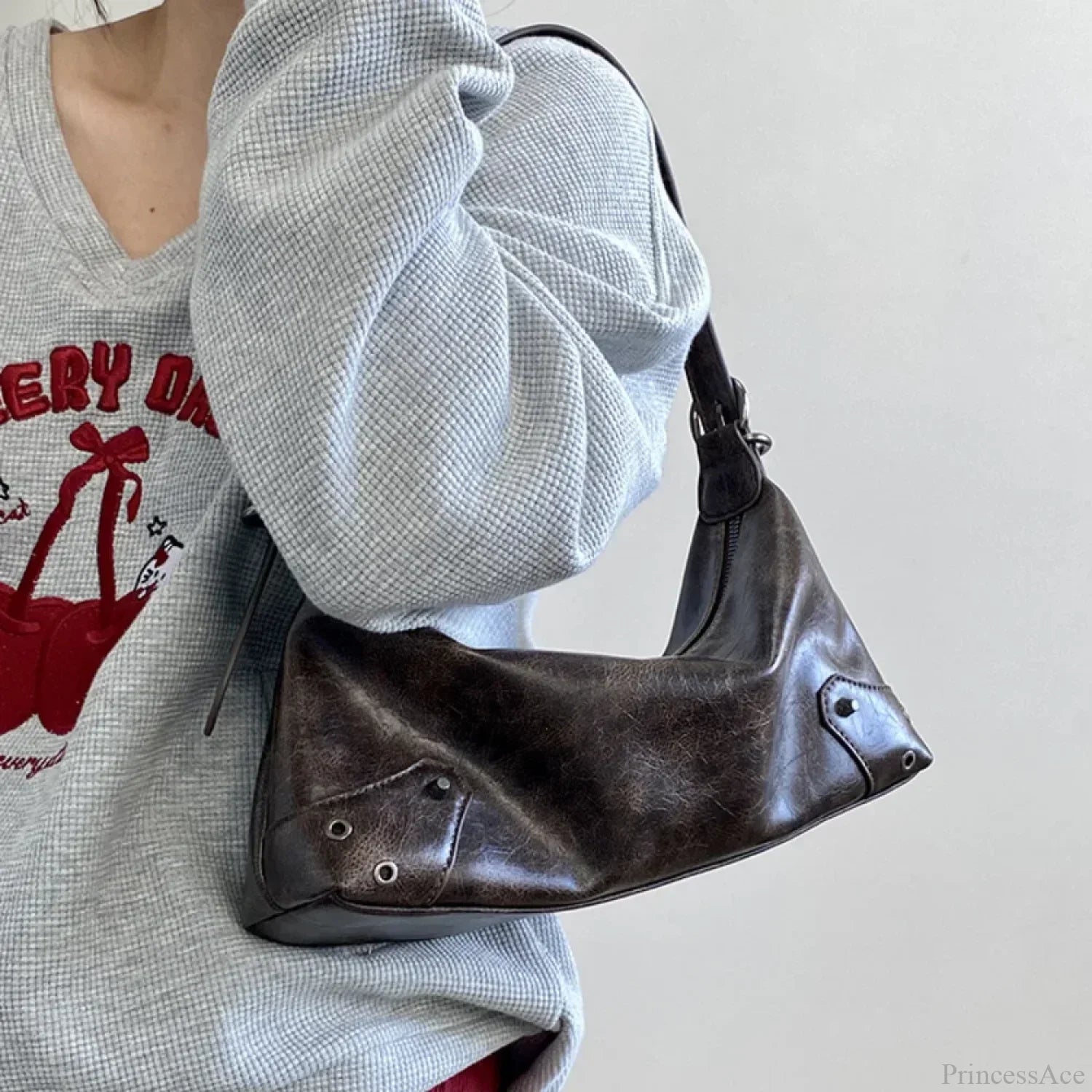 Retro PU Leather Y2K Shoulder Bag Brown shoulder-250126