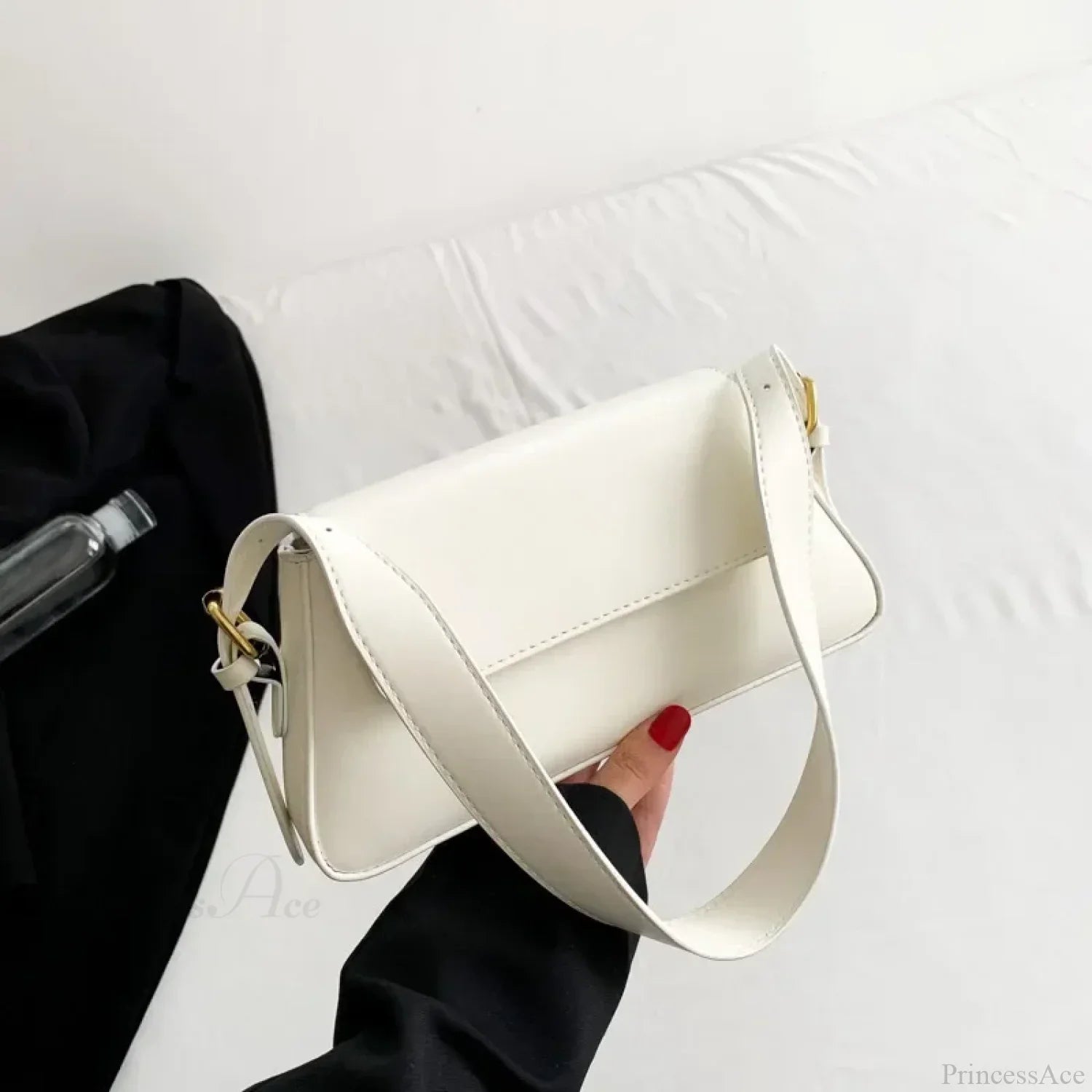 Retro Solid PU Leather Winter Shoulder Bag Beige shoulder-250126