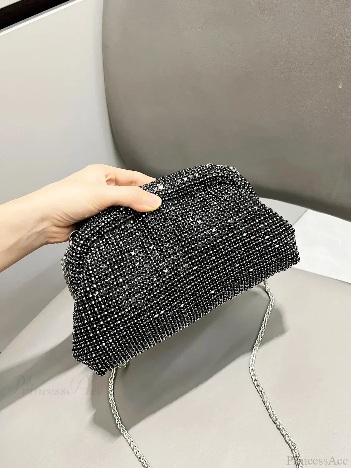 Rhinestones Designer Clutch Evening Bag Black clutchbag-250126